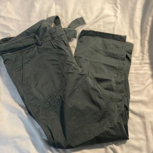 LOFT casual pants loose fit army green belted